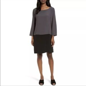 Eileen Fisher Bateau Neck color block
Size medium midi shift dress
